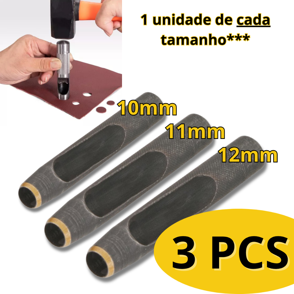 Vazadores Aço 10mm, 11mm, 12mm, Para Couro, Papelao, Juntas em Oferta na Shopee
