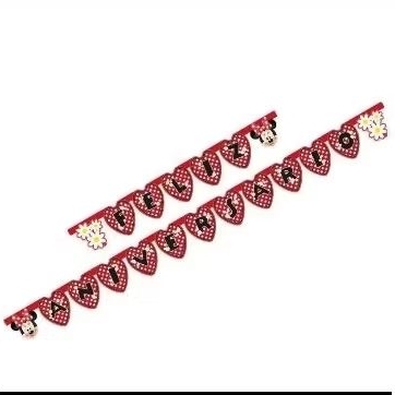 Faixa Feliz Aniversário da Minnie com ilhós e cordão