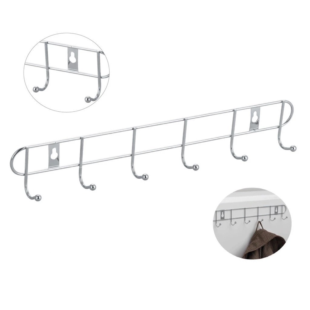 Suporte Cabideiro de Parede Gancho Aço Inox Multiuso Com 6 Ganchos Suporta até 5kg Top-0257 em Oferta na Shopee