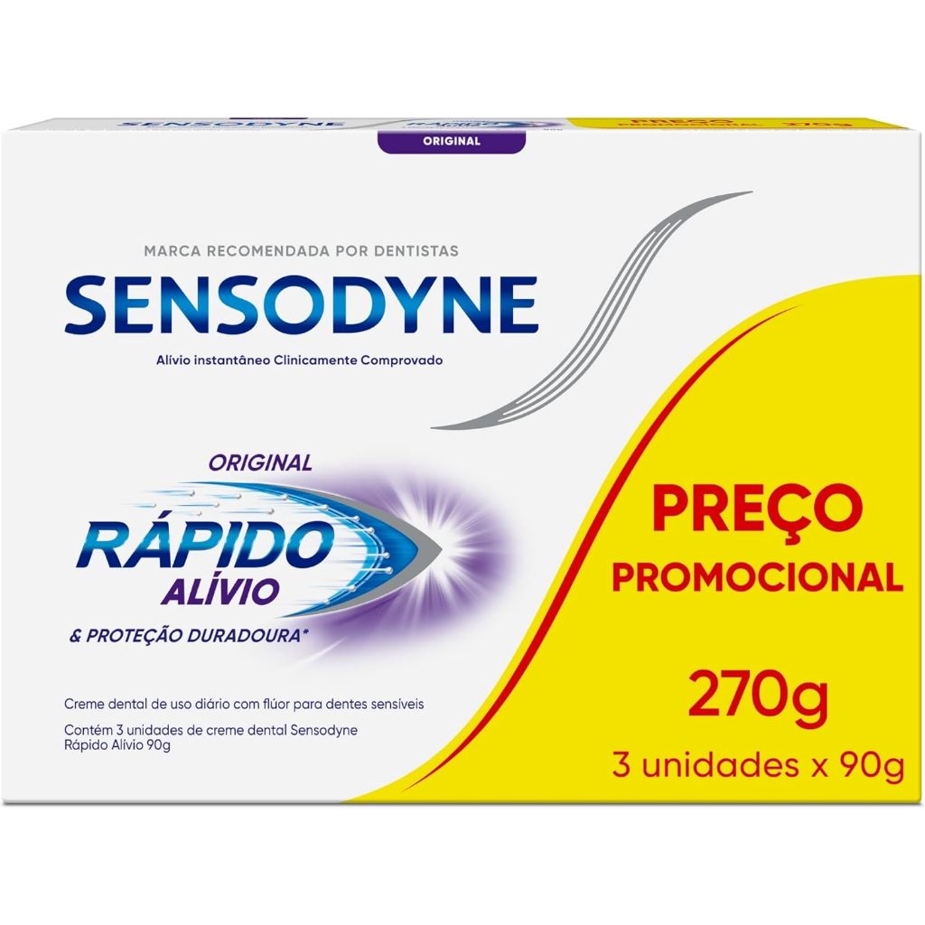 Creme Dental Sensodyne Rápido Alívio Leve 3 Pague 2 90g em Oferta na Shopee
