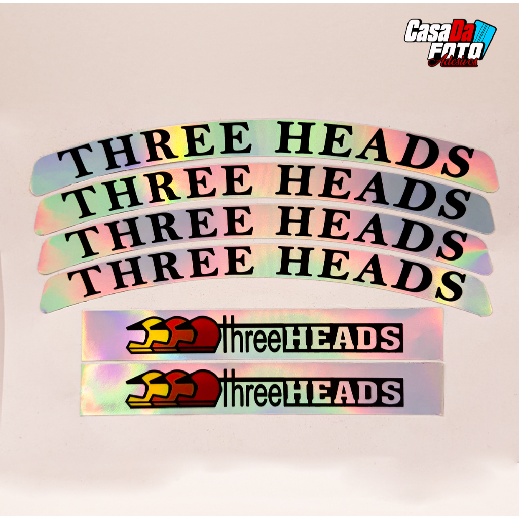 Kit Adesivos Three Heads Holográfico Rodas Aro Refletivo que muda de cor para moto bike decoração