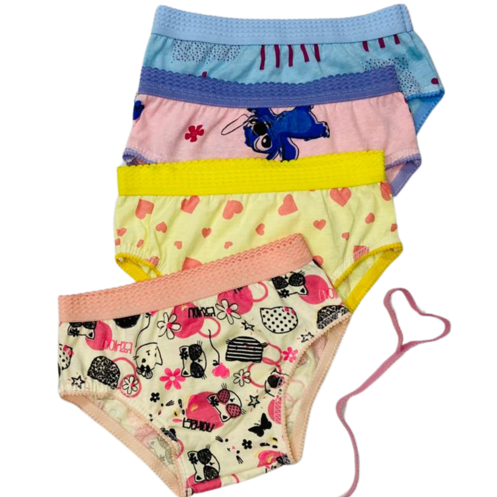 Kit 15 Calcinhas Infantil Criança algodão Estampada Cós Elástico