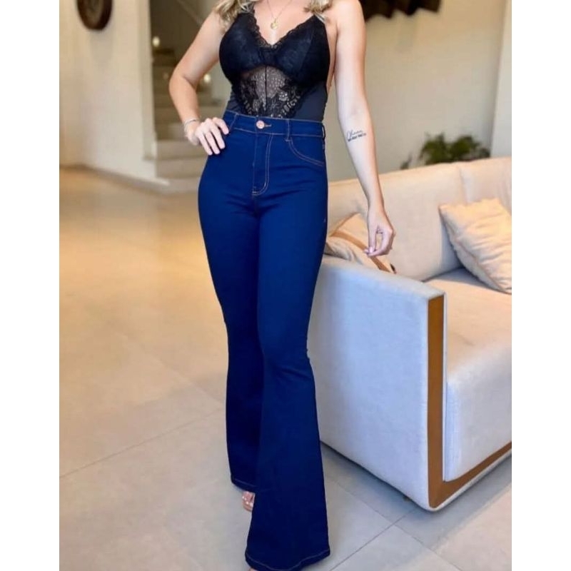 Calça jeans Flare feminina em Oferta na Shopee