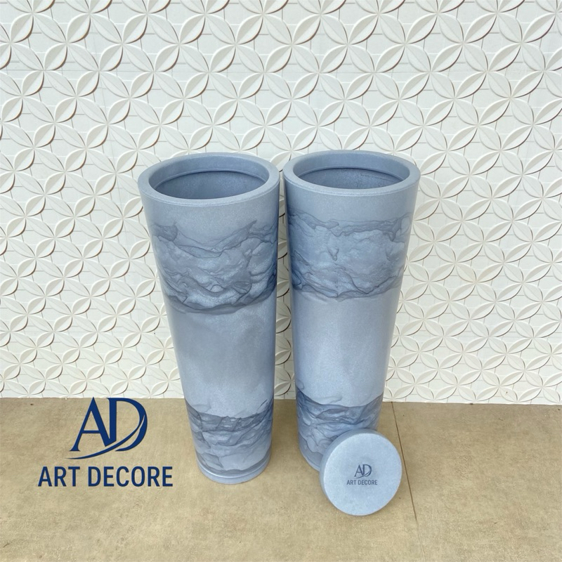 Kit 2 Vasos Grandes para plantas Decorativo Ibiza Efeito Marmorizado Luxo Moderno com Prato em Oferta na Shopee