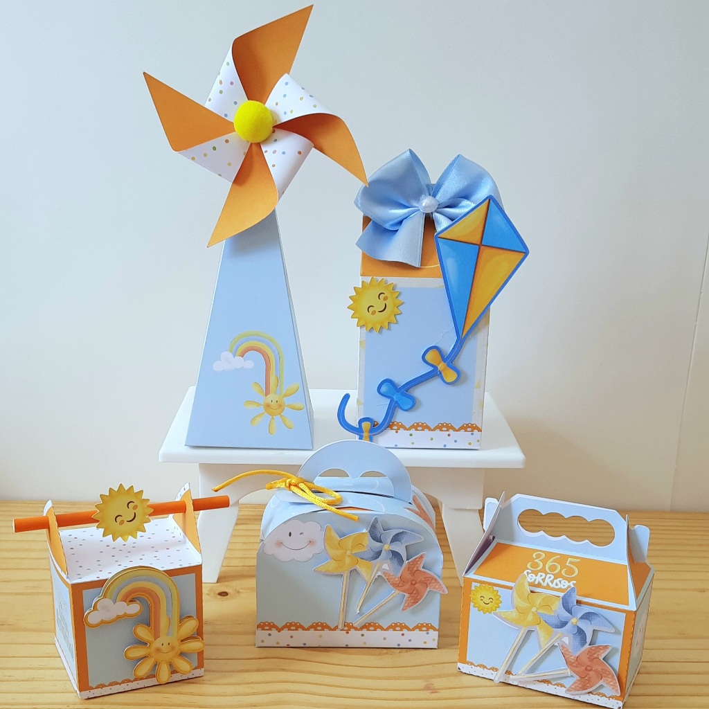 365 SORRISOS 2.0 Caixinhas para Decoração e Lembrancinha de Aniversário e Festa Infantil para MENINO