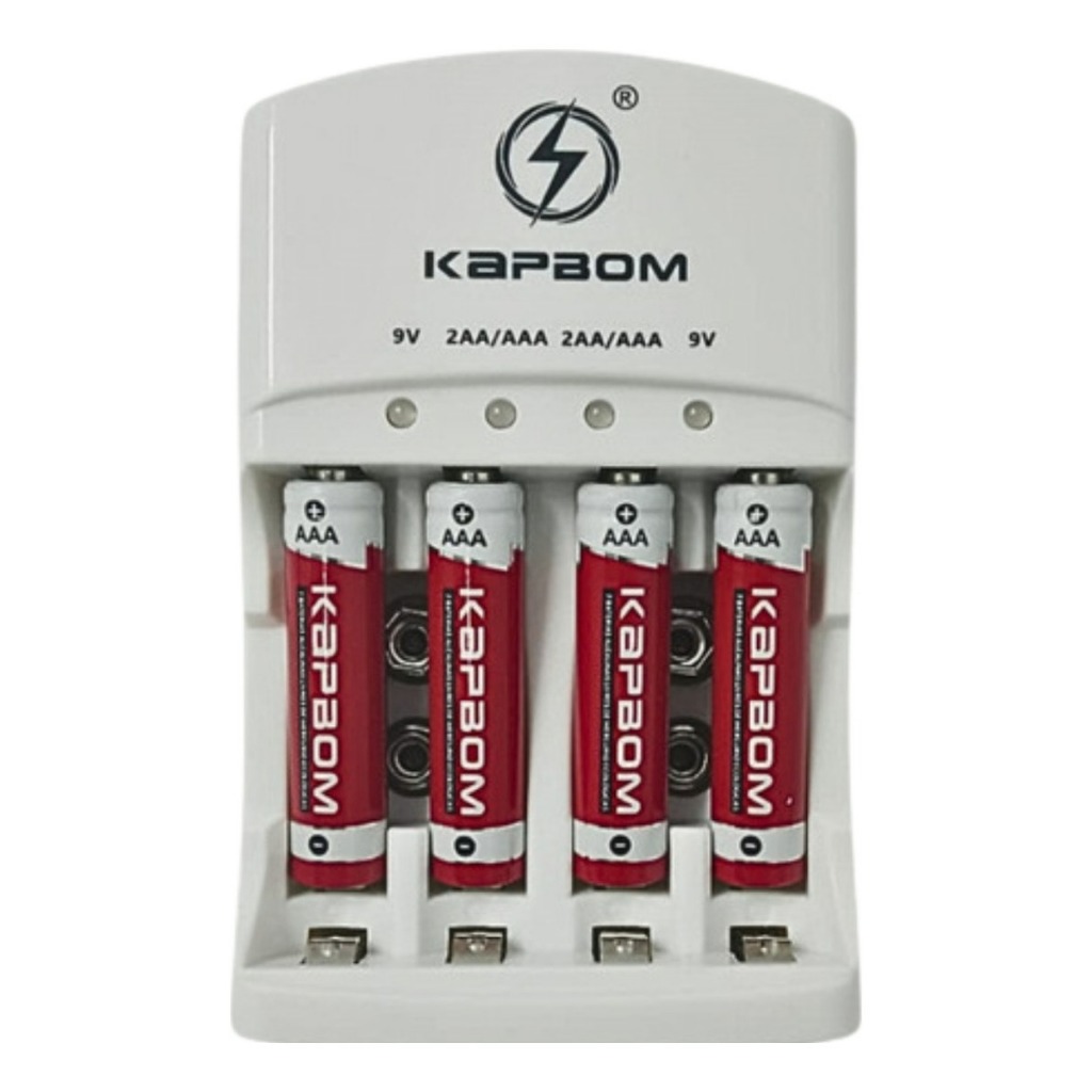 Kit Carregador De Pilhas 4 Pilhas Palitos Recarregável Aaa KA-1369