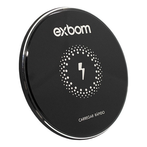 Exbom Carregador sem Fio Indução Compativel iPhone 8 X Xs Xr 11 12 13 Pro Tipo C Cor Preto potente