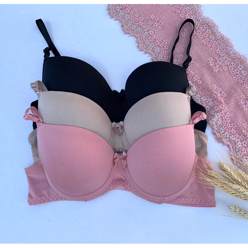 Kit 3 Sutiã Básico Com Bojo Escolha Cor Do P Ao Gg Direto da Fábrica