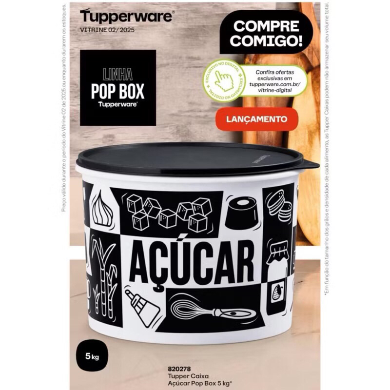 Tupper Caixa 5kg Açucar Tupperware mas linha floral 5k