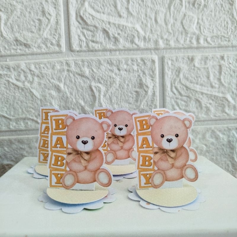 Kit Aplique 3D Tag Personalizada Chá Revelação Dourado Festa Lembrancinha