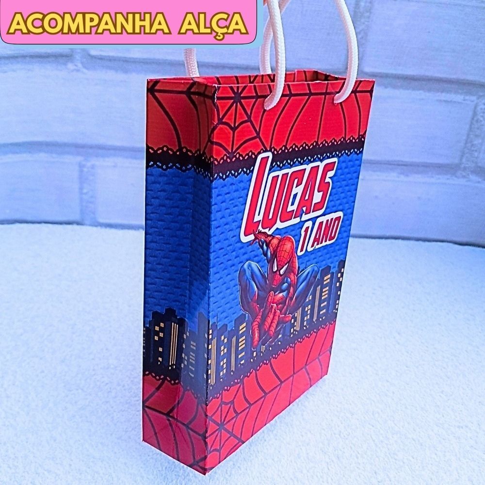 20 Sacolinha Personalizada HOMEN ARANHA - JÁ VAI MONTADA lembrancinha aniversário