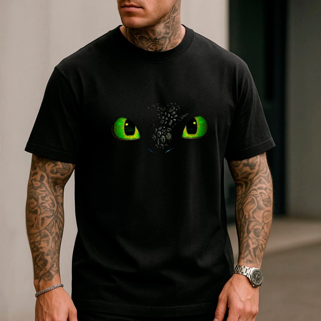 Camiseta Masculina T Shirt Promoção Algodão Banguela Fofo Lindo Filme Desenho Como Treinar seu dragão Olhos