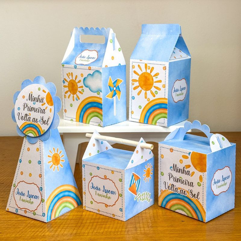 KIT FESTA MINHA PRIMEIRA VOLTA AO SOL Personalizado pegue e Monte Lembrancinhas - Caixinha Personalizadas - papelaria