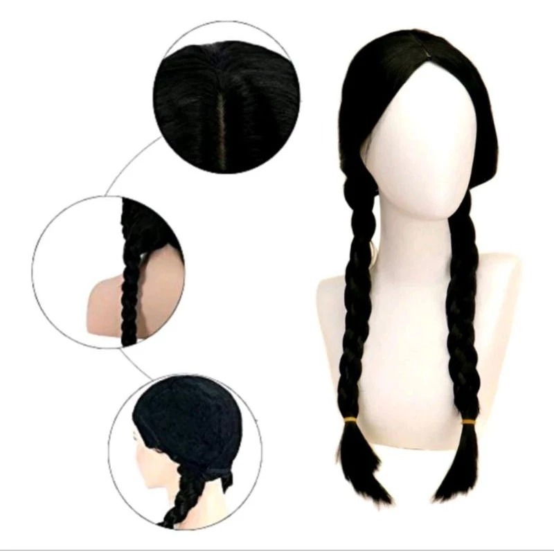 Fantasia E Peruca Wandinha Halloween Festa Fantasia Cosplay Halowen Vandinha