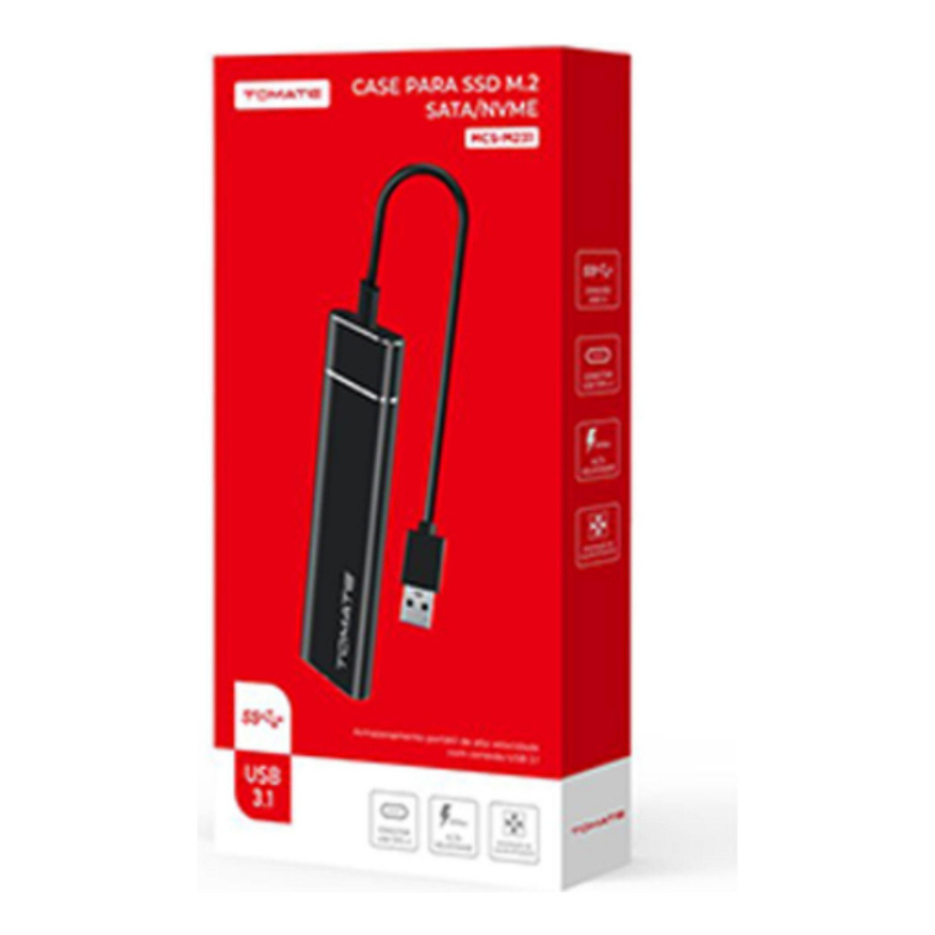 CASE PARA SSD M2 SATA NVME TOMATE MCS-M231 USB3.1 TIPO-C Interface: usb 3.1, usb tipo-c
