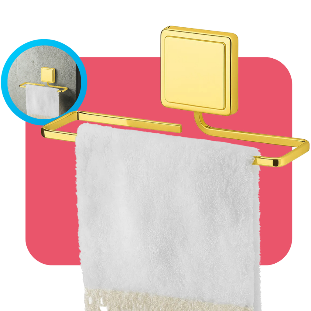 Porta Toalha de Rosto Toalheiro Lavabo Banheiro Parede Fixação Adesiva Dupla Face Dourado Future em Oferta na Shopee
