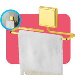 Porta Toalha de Rosto Toalheiro Lavabo Banheiro Parede Fixação Adesiva Dupla Face Dourado Future