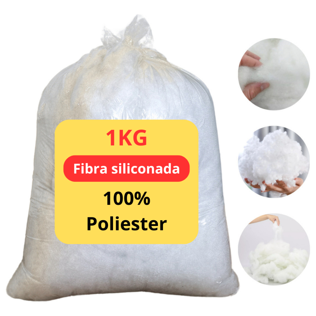 1kg Fibra Siliconada Premium Branca Enchimento Amigurumi Almofada Travesseiro Anti Alérgico Lavável