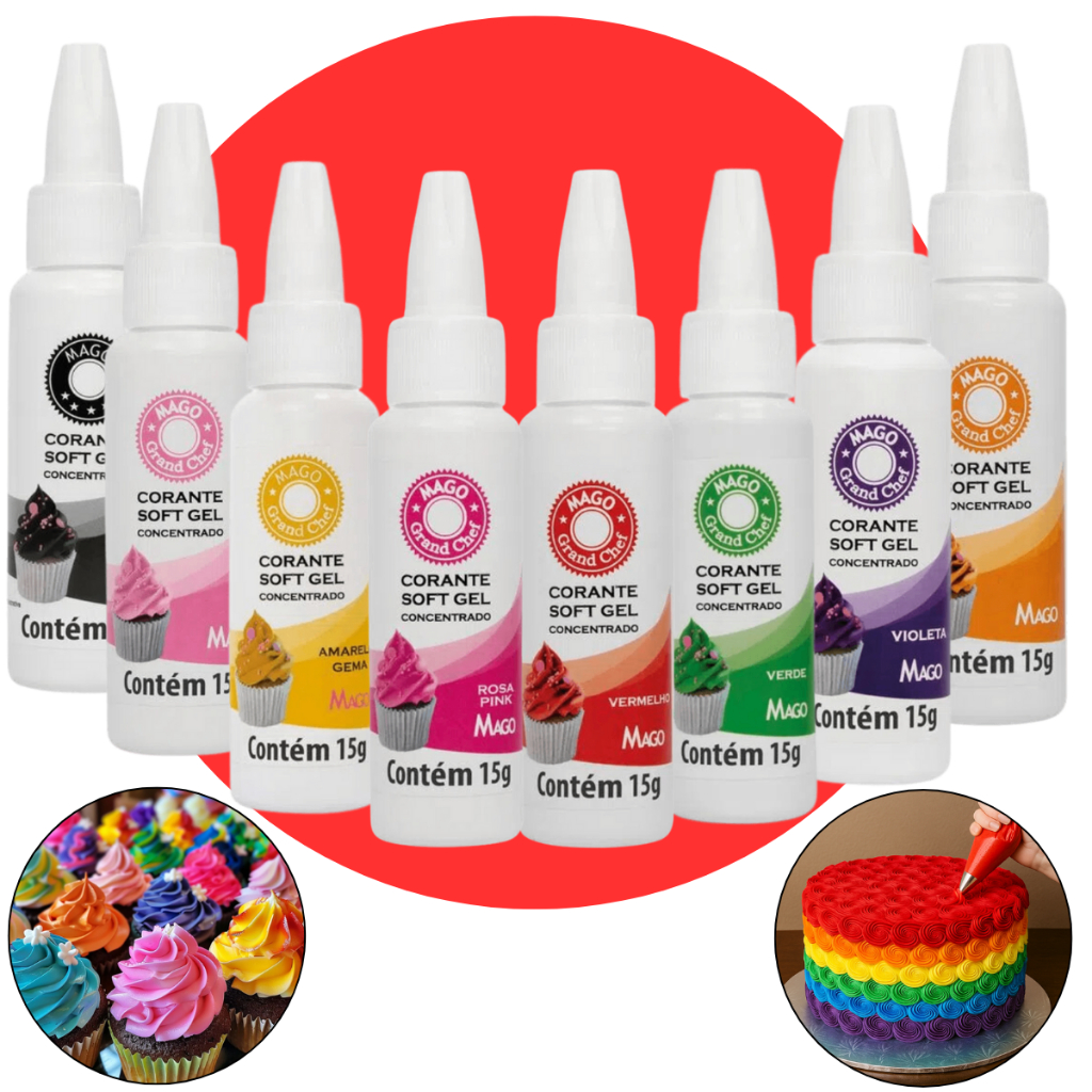 Kit 10 Unidades Corante Alimentício Mago Soft Gel 15g Super concentrado em Oferta na Shopee