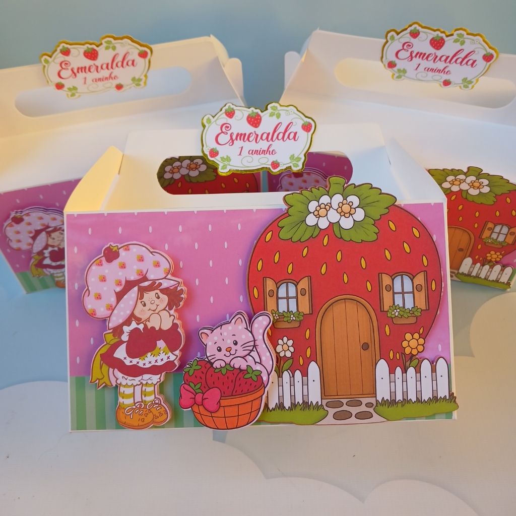 Caixa Maleta Lancheira Moranguinho Personalizado Lembrancinha Festa Sacolinha - Maletinha fazendinha - todos os temas