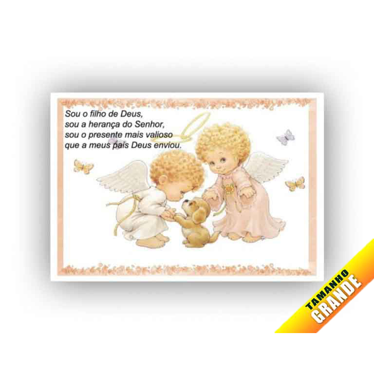 Papel arroz Anjinhos Batizado para Bolo Grande 30x40cm de 7kg