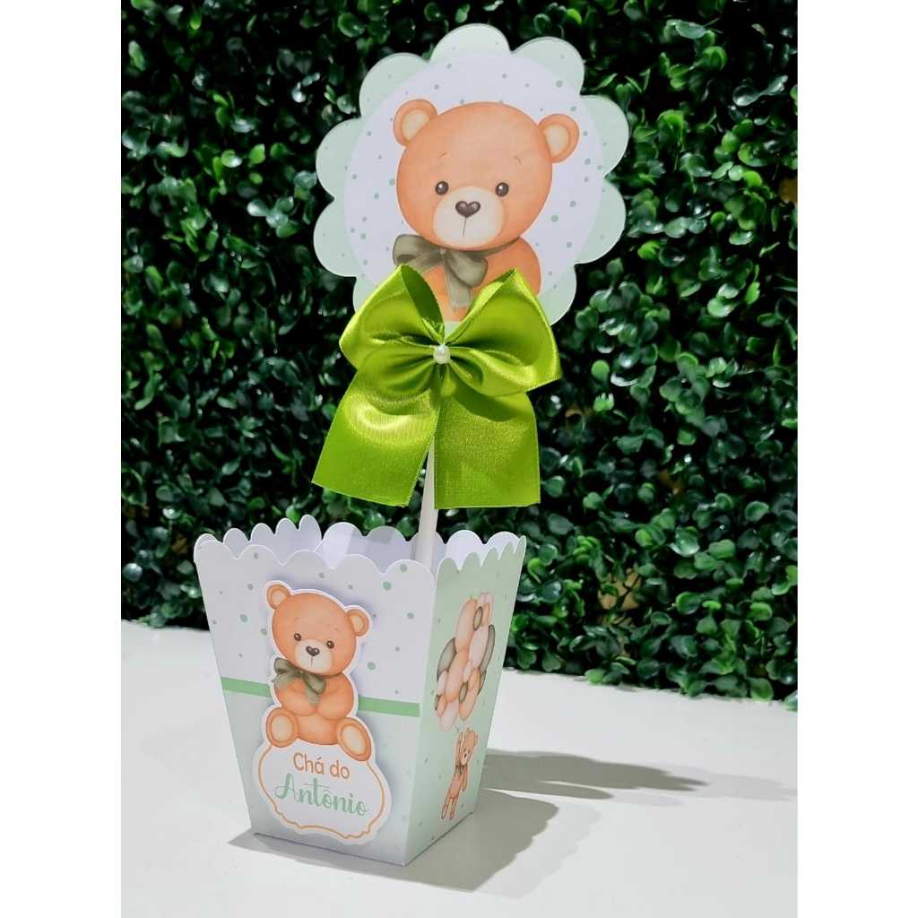 KIT CACHEPÓ / URSINHO VERDE/ CHÁ DE REVELAÇÃO / LEMBRANCINHA PERSONALIZADA/ ARRANJO, ENFEITE DE MESA