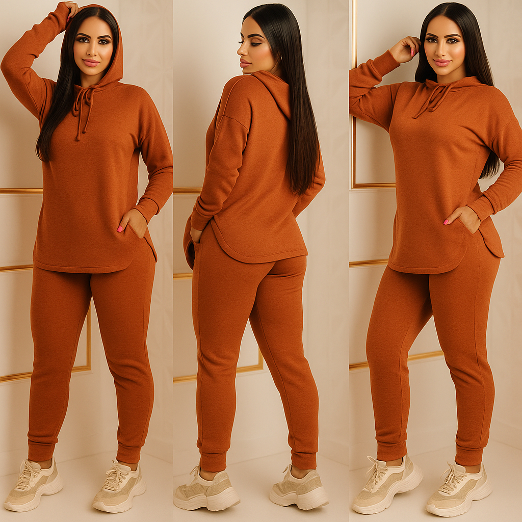 Conjunto Lanzinha mais vendidos casual  capuz e cordão bolso moda feminina outono inverno ...