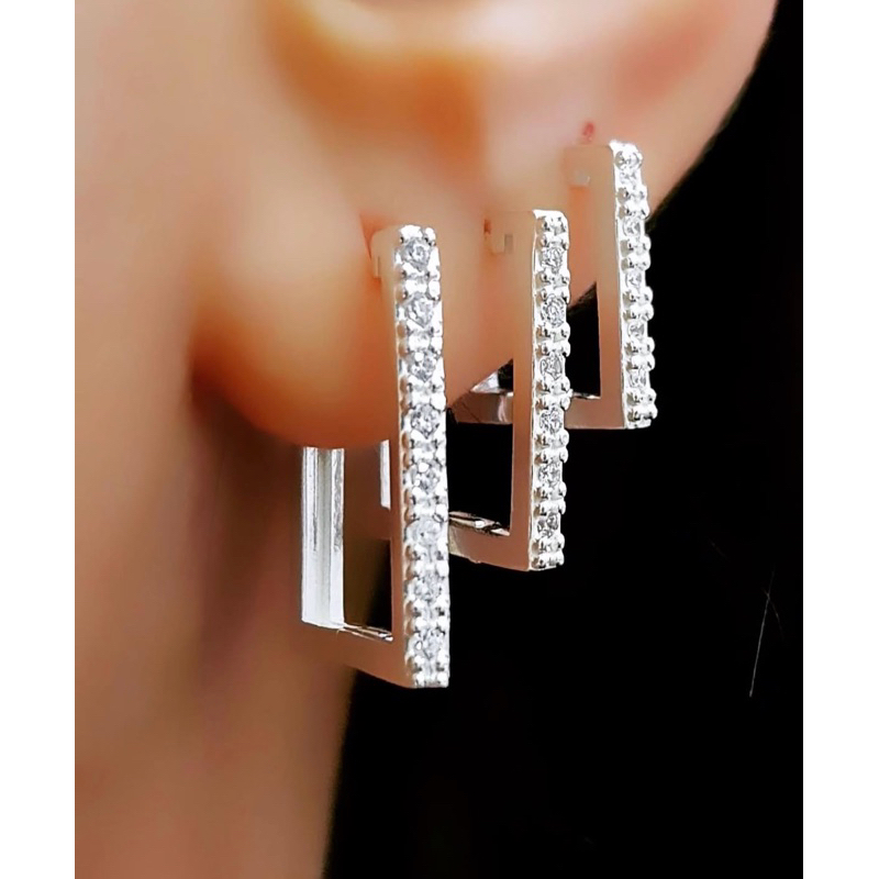 Trio Brincos Argolinha Quadrada Cravejado a Ouro 18k(3pares) em Oferta na Shopee