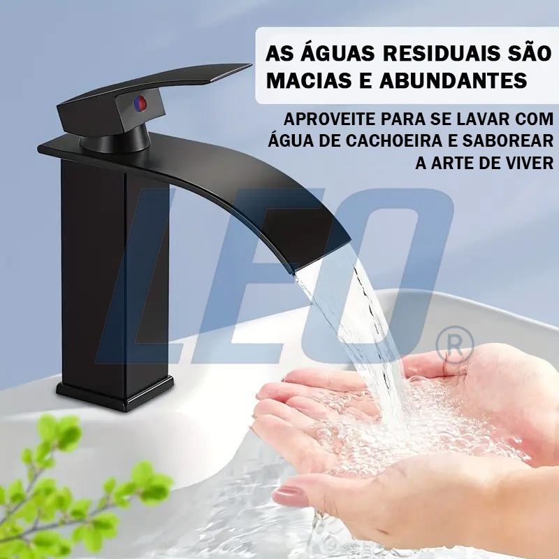 Torneira De Luxo Banheiro Lavabo cuba Cascata Monocomando  Preta Fosca