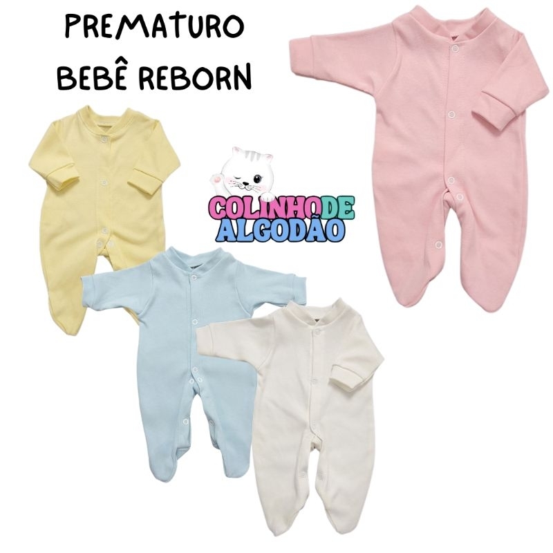 Macacão para bebê Prematuro básico e boneca reborn  menina ou menino malha  100% algodão lisa. Maternidade