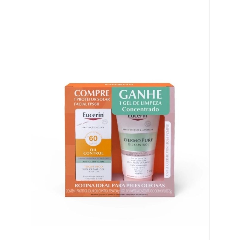 Eucerin Protetor Solar Oil Control FPS 60 50g + Gel de Limpeza Dermopure Oil Control 75g