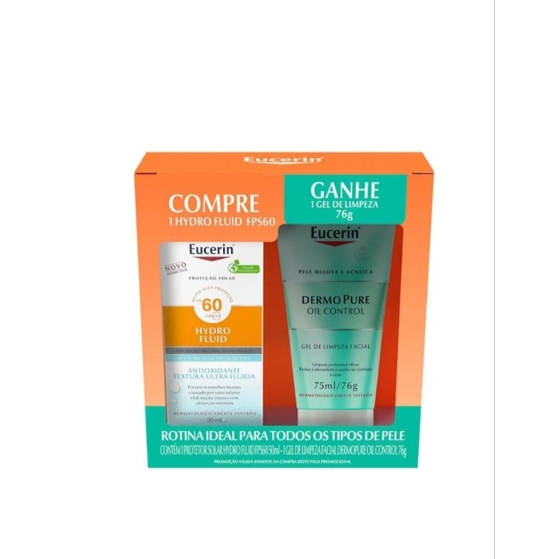Kit Eucerin Protetor Solar Facial FPS 60 50ml + Gel de Limpeza Profunda Oil Control 75ml