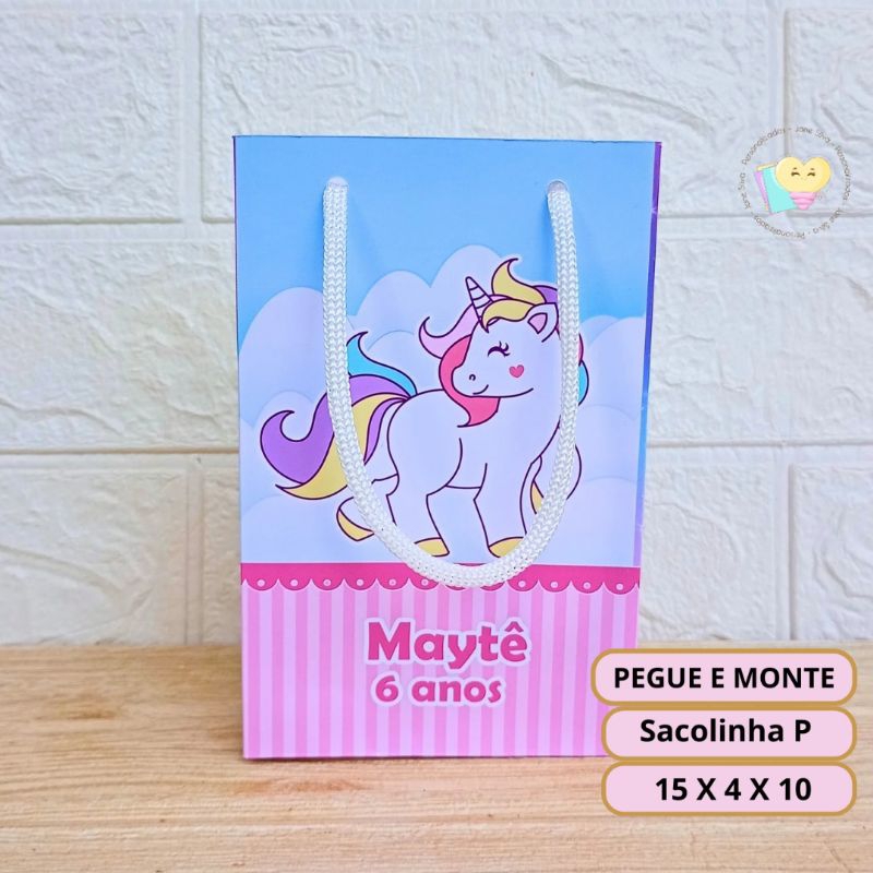 Sacolinha Surpresa Unicórnio 1 - Personalizados - Lembrancinha - Festa infantil - Aniversário / PEGUE E MONTE