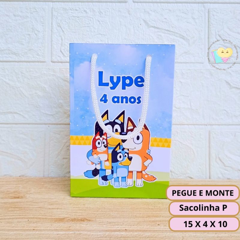 Sacolinha Surpresa Bluey Azul - Personalizados - Lembrancinha - Festa Infantil - Aniversário / PEGUE E MONTE