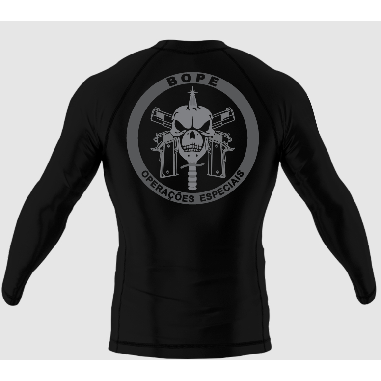 Camiseta T-shirt 100% Algodão Manga longa Camisa BOPE CINZA