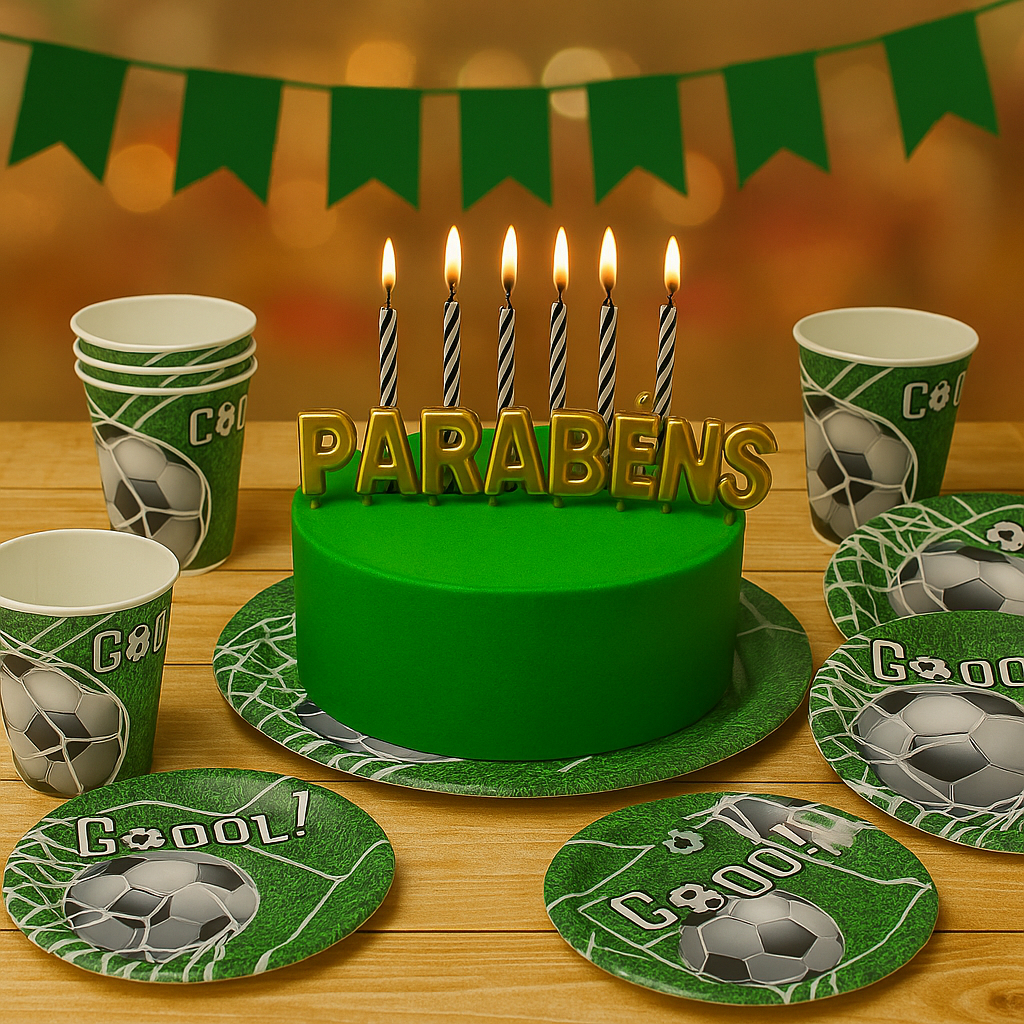 KIT FUTEBOL GOL 10 PRATOS+10 COPOS DE PAPEL DESCARTÁVEL (SILVER FESTAS) em Oferta na Shopee