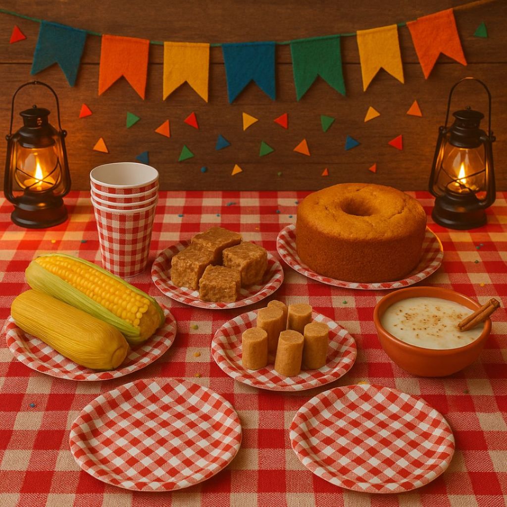 KIT VERMELHO XADREZ 30 PRATOS+30 COPOS DE PAPEL DESCARTÁVEL  ( SILVER FESTAS ) FESTA JUNINA 2025 em Oferta na Shopee