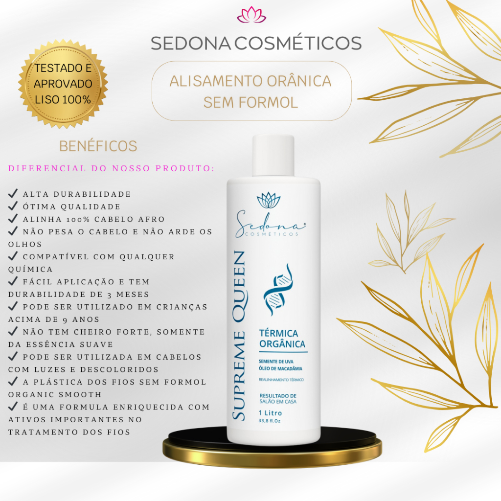 kit ALISAMENTO ORGÂNICA zero formol 1litro Alinhamento Brilho Instantâneos espelhado Progressiva!! — imagem 2 de 2