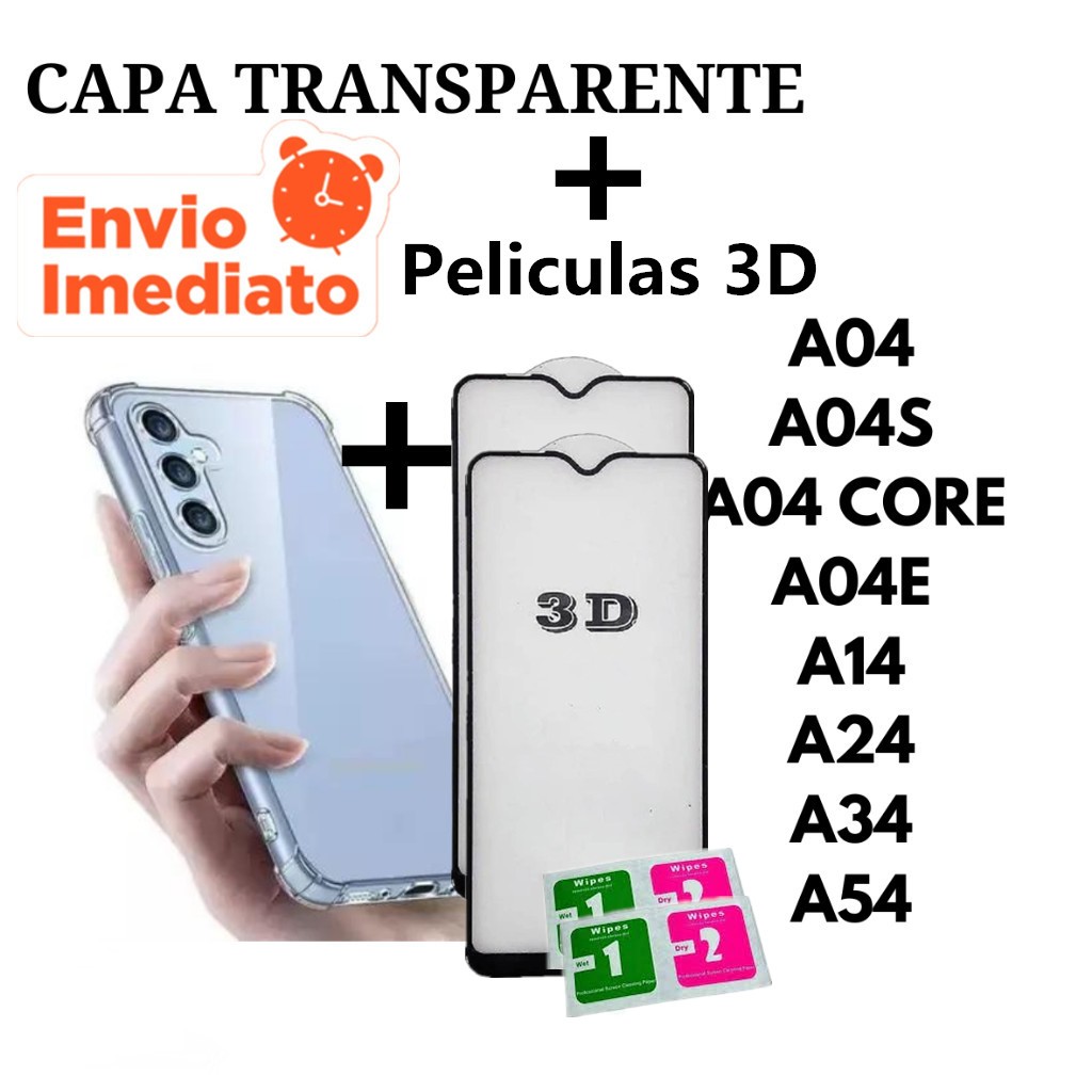 Capa Capinha Tpu Anti Impacto + 2 Peliculas 3d Para Samsung A04 A04S A04E A14 A24 A34 A54