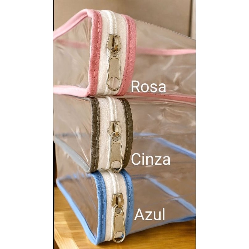 Imagem kit c/30 necessaires - Rosa/Azul/Cinza - multiuso, viagem, cosméticos, higiene, organização, lembrancinha, ou kit festa