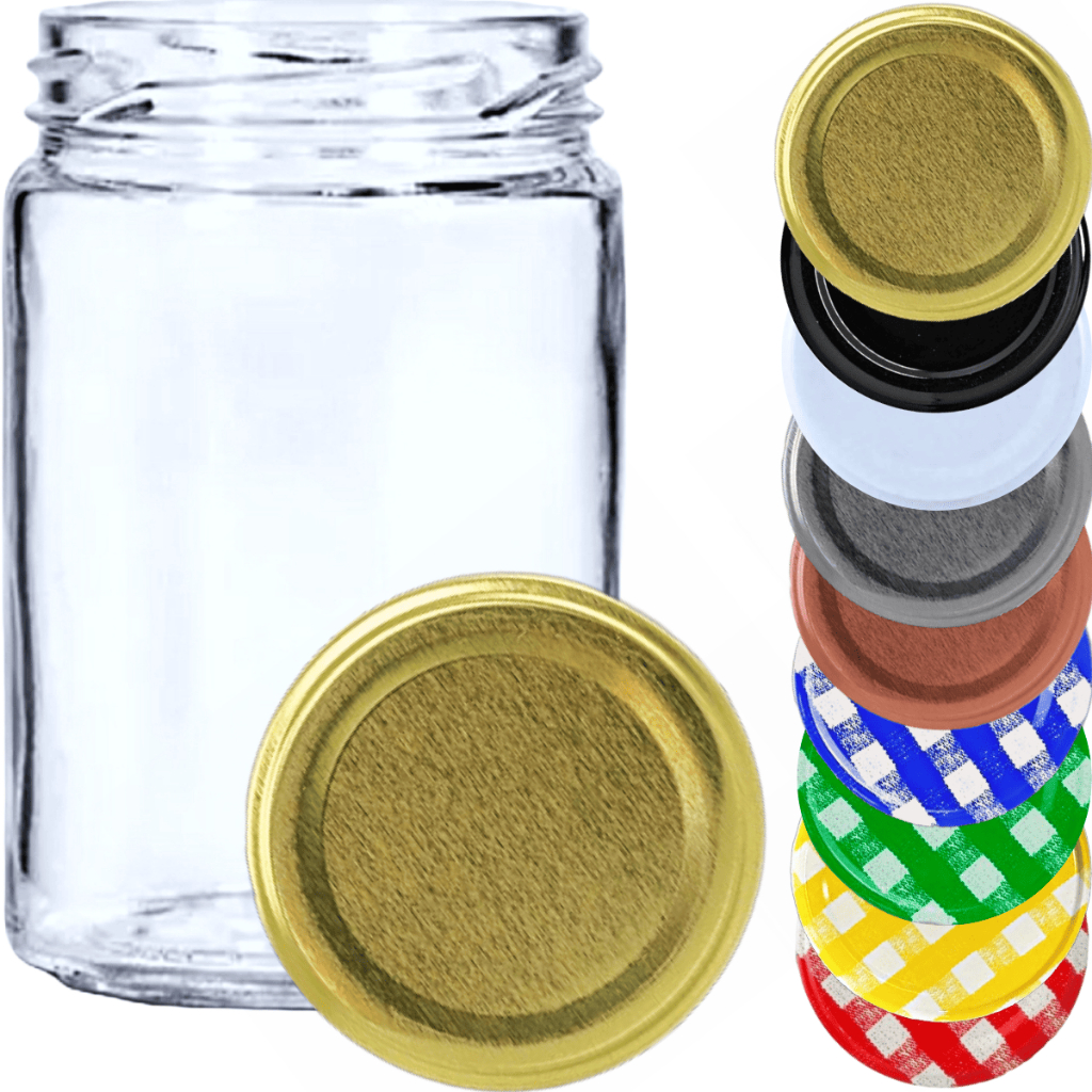 Kit de Potes de Vidro Andino 350ml Conserva Boca Larga Bolo Geléia Salada Mel - Cx c/ 2 a 6 un
