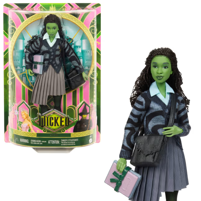 Boneca Elphaba Wicked Universidade Shiz com roupas e acessórios removíveis - Mattel Jdg10 em Oferta na Shopee