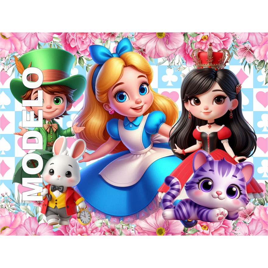10 Jogos Americano (Descartável) A4 Alice no País das Maravilhas - Rótulo - Festa na Escola - Souplast Infantil