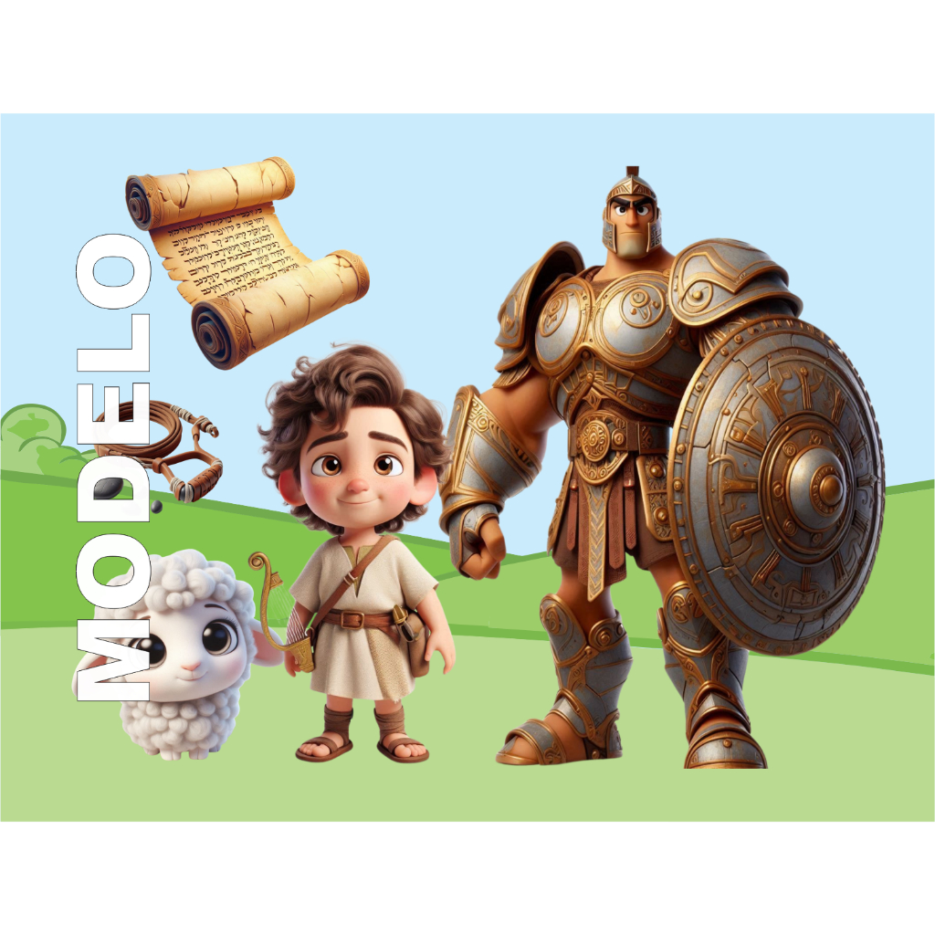 10 Jogos Americano (Descartável) A4 Davi e Golias - Rótulo - Festa na Escola - Souplast Infantil