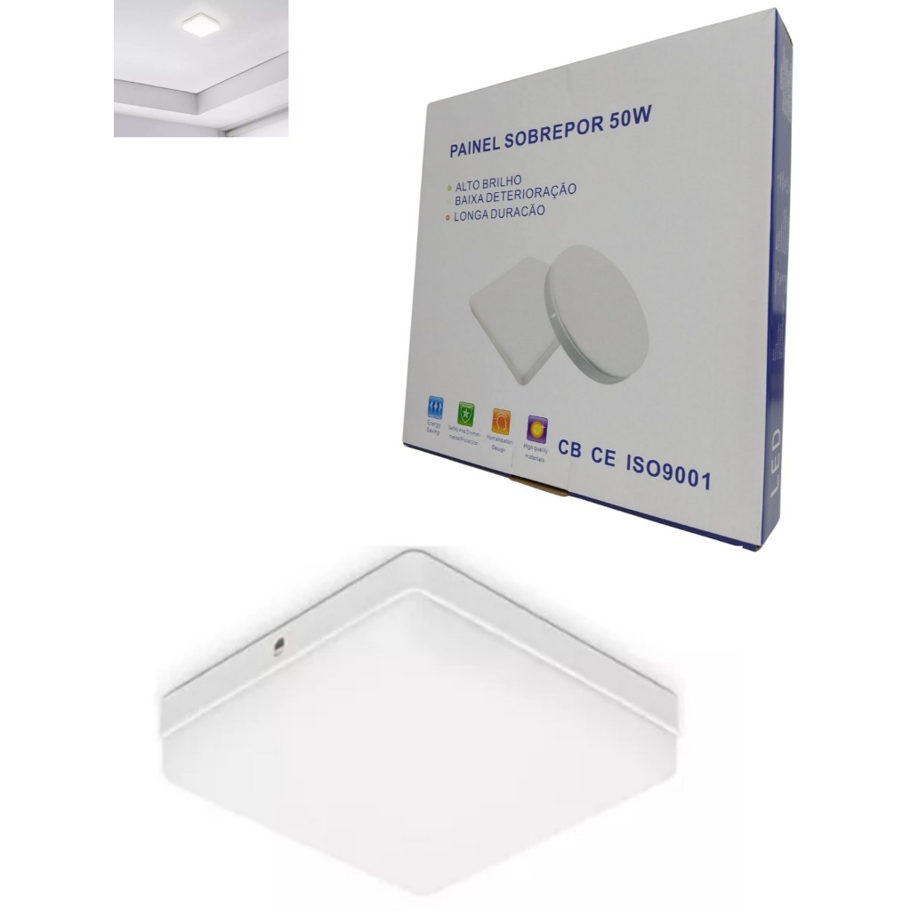 Plafon Led Borda Infinita 50W Sobrepor Quadrado Bivolt Branco Frio 6500k ou Neutro 4000k 30CM Biv em Oferta na Shopee