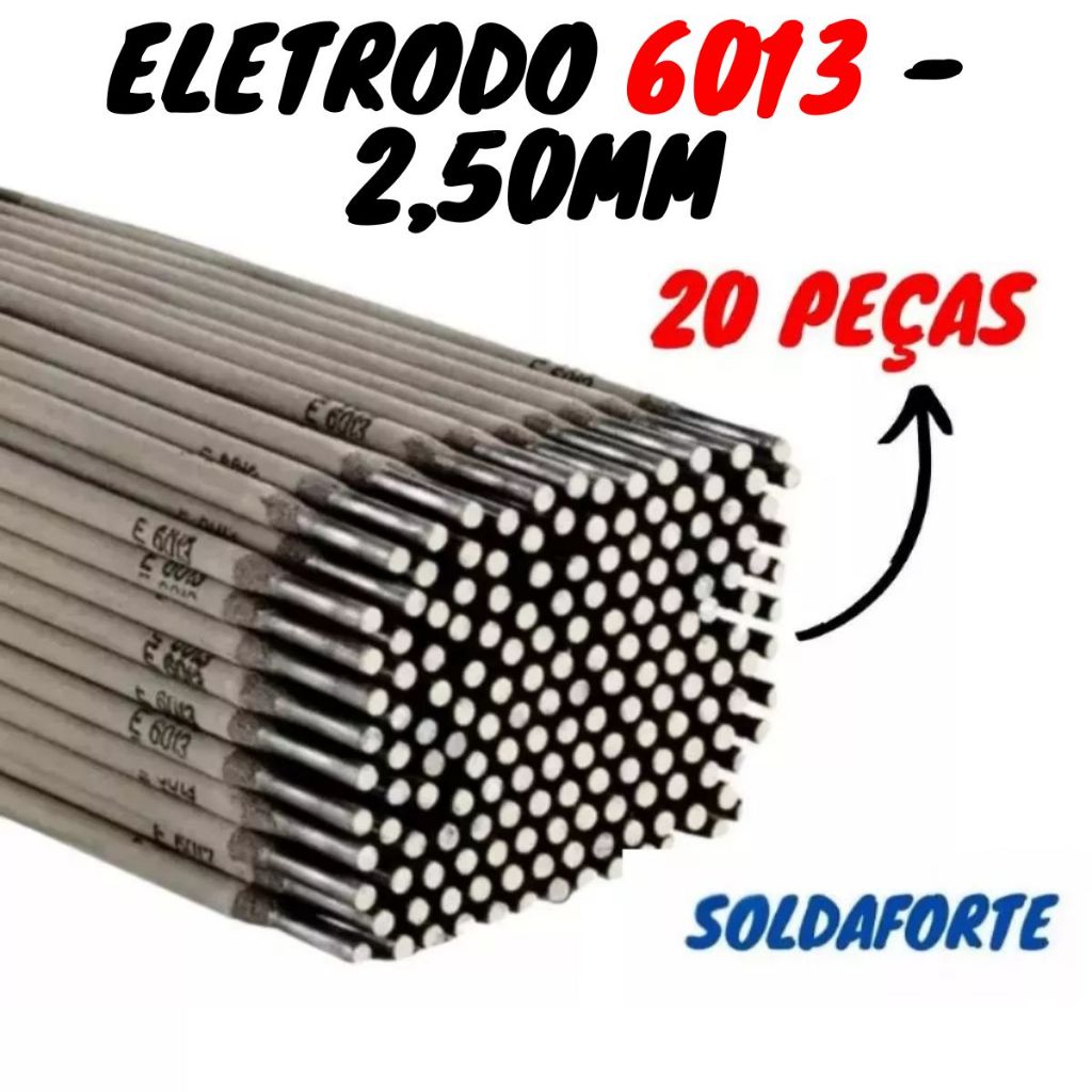 20 Eletrodos 6013 de 2,50mm Serralheiro (Cinza) - Soldaforte