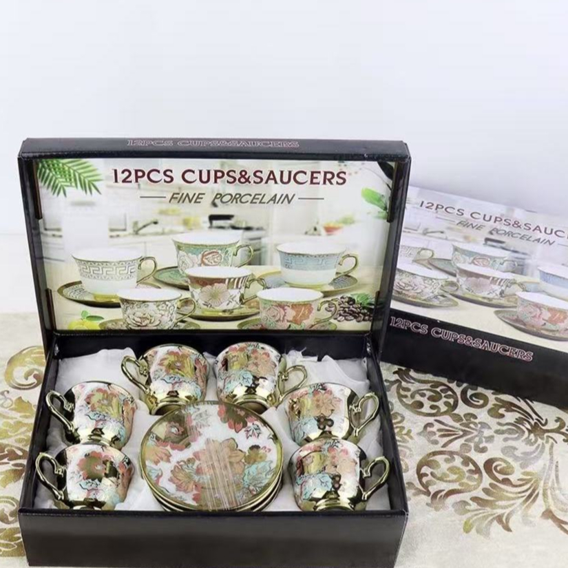 Xícara de café /cha kit com 6 conjunto (12 peças) de Cerâmica em porcelana