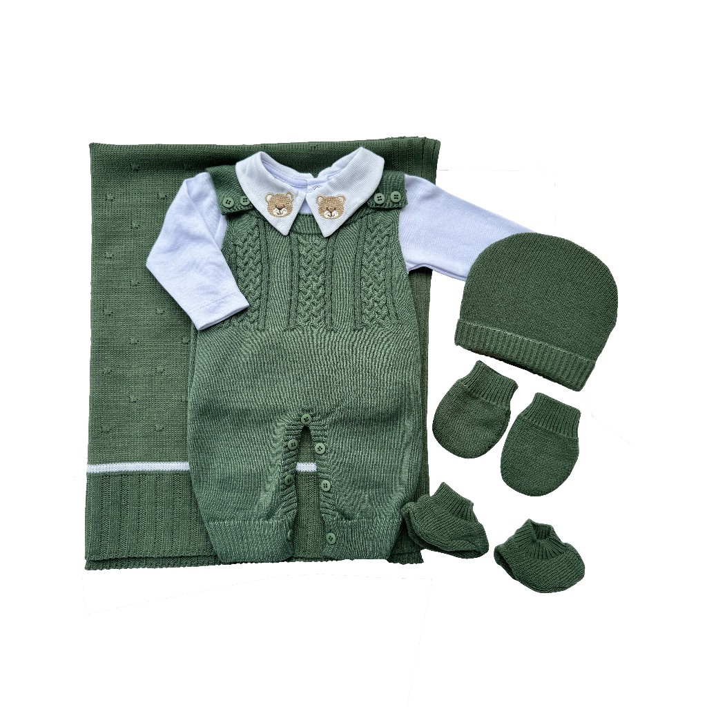Conjunto Saida Maternidade menino Recem Nascido 6 Peças completo conjunto Bebe RN