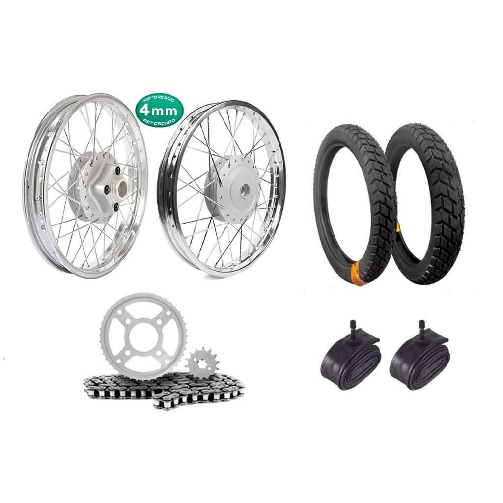 Par Aro Roda Raio 4mm Titan 125 00/04 Fan 125 05/08 Tambor Pneus Robust Relação Câmera