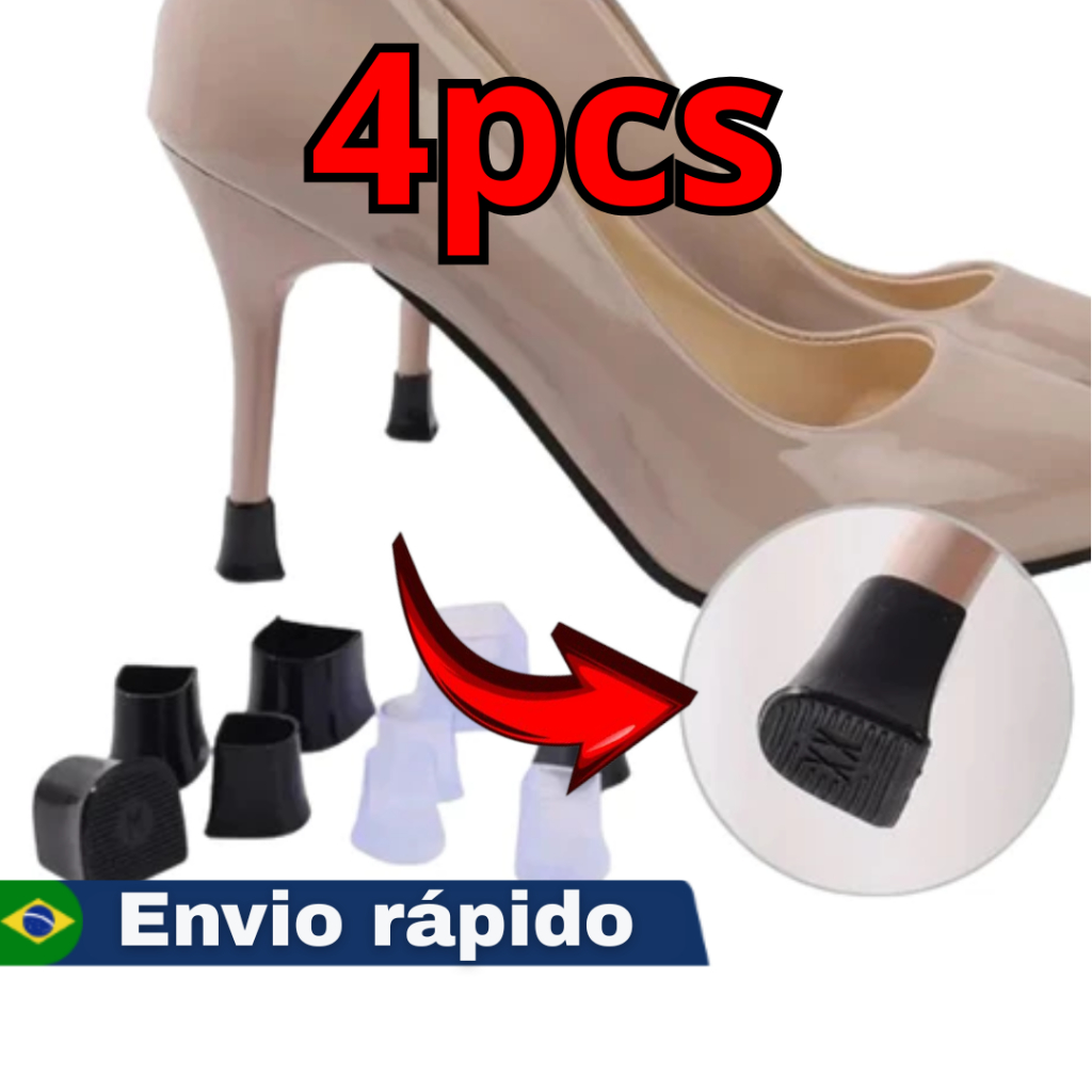 KIT 2 PARES (4 pcs) Protetores de salto alto em silicone – antiderrapante, silencioso e ideal para salto fechado